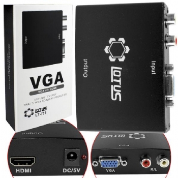 Adaptador Conversor VGA para HDMI + Audio RCA (Entrada VGA x Saída HDMI) - (Cod. 33000-0)