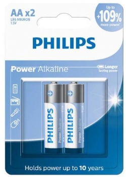 Pilha Alcalina Pequena AA (Embalagem c/ 2 unidades) * 1,5V * Philips  * - (Cod. 38627)