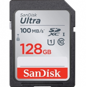 Cartão de Memória SD 128 Gb Sandisk Ultra 100Mb/s Classe 10 SDXC<BR>(Cod. 38256)