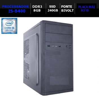 Computador Intel Core i5-8400 8ª Geração com 8Gb Memória, SSD 240Gb, Fonte 350W - (Cod. 39250)
