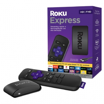 Smart TV BOX ROKU Express Full HD 4K 1080p * Transforme sua TV em Smart, com Canais Gratuitos * - (Cod. 39313 -SNB) - <font color="#B0AFAF" size="2">Vendido e Entregue por Net Box</b></font>
