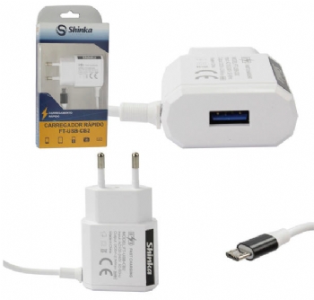 Fonte Carregador USB para Smartphones (Samsung, Lg, Sony, Motorola, Asus e todos que sejam Micro USB V8) cabo 90cm - (Cod. 39464)