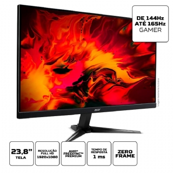 Monitor Gamer ACER QG241Y 23,6" Full HD 144Hz 1ms AMD FreeSync Premium, HDMI e Displayport - (Cod. 39754NPD)