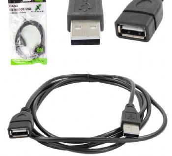 Cabo USB Extensão AM x AF (USB A Macho x USB A Fêmea) 2,0 Metros<BR>(Cod. 39777)