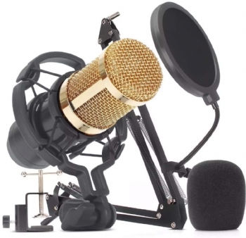 Kit Microfone Condensador Profissional Estudio * KP-M0010 * Conexão: P2 - (Cod. 37384)