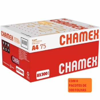 Papel A4 CHAMEX 75 G (Caixa com 8 Pacotes de 300 Folhas)<BR>(Cod.37323)