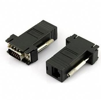 Adaptador Extensor VGA HDB15 macho X RJ45 / Extende o cabo VGA através de um cabo de rede até 30 Metros - Preço Unitário (Cod. 33643-1)