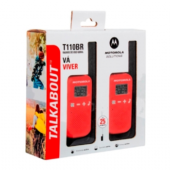 Rádio Comunicador Motorola Talkabout T110BR * 26 Canais, Alcance até 25Km * Vermelho e Preto *  - (Cod. 39063)