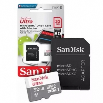Cartão de Memória Ultra 32 Gb Classe 10 * 80mb/s *  Micro SD + Adaptador SD - (Cod. 39015)