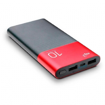 Banco de Energia ELG 10.000 mAh / Bateria de Backup e Carregador Portátil para Celulares, SmartPhones e Tablets * Preto/Vermelho * - (Cod. 38431)