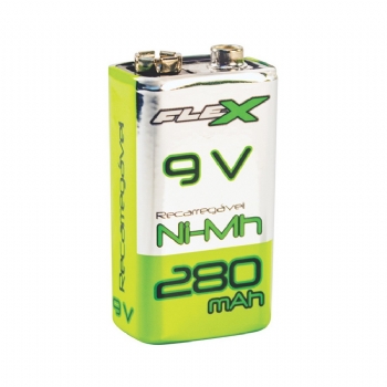 Bateria / Pilha 9V Bujão * FLEX * Recarregável 280 mAh - (Cod. 37598)