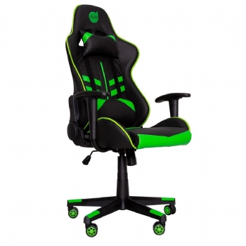 Cadeira Gamer DAZZ Prime-X Black Green * Ajuste de Altura e Inclinação, Almofadas Apoio Lombar e pescoço, Suporta Até 250kg - (Cod. 38079NPD)