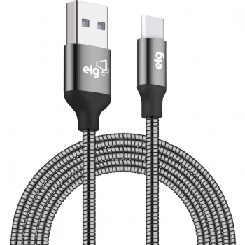 Cabo USB x Type-C com Revestimento em INOX, 1 Metro * ELG  - (Cod. 37841)