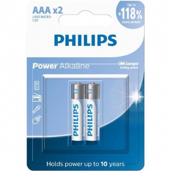 Pilha Alcalina Palito AAA (Embalagem c/ 2 unidades) * 1,5V * Philips  * - (Cod. 38626)