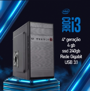 Computador Intel Core i3 4170 4ª Geração com 4 Gb Memória, SSD 240, Hdmi, Usb 3.0 e Rede Gigabit 10/100/1000 - (Cod. 39919)