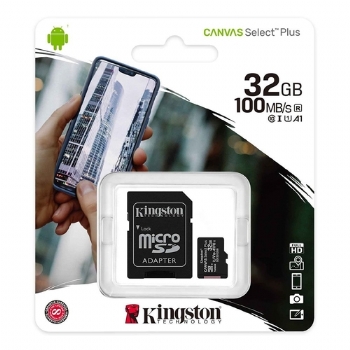 Cartão de Memória / Memory Card 32 Gb Classe 10 * KINGSTON Canvas Select Plus 100 MB/S * Micro SD + Adaptador SD *  - (Cod. 30665)