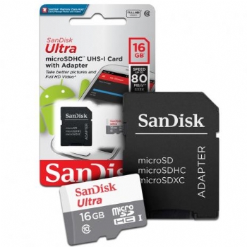 Cartão de Memória 16 Gb Classe 10 * 2 em 1 / Micro SDHC com adaptador SD SANDISK - (Cod. 32351-2)