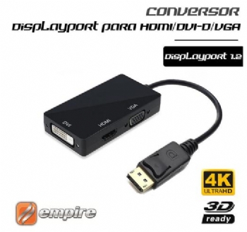 Cabo Conversor Adaptador Displayport (Macho) para HDMI / DVI 24+5 / VGA (Fêmea) - (Cod. 36282-9)