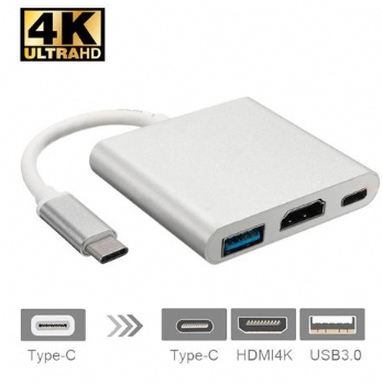 Cabo Adaptador USB-C 3.1 (macho)  X  HDMI + USB 3.0 + USB-C (todos fêmea)  - (Cod. 36940)