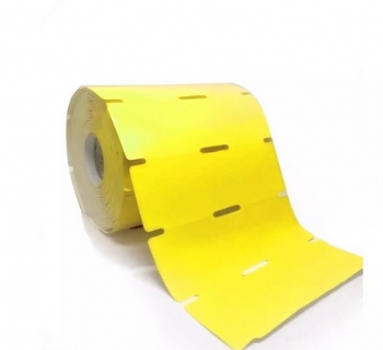 Etiqueta Adesiva Amarela (90mm x 30mm) para Gôndolas* com Furo no Meio * Rolo com 30 metros * - (Cod. 36442-9)