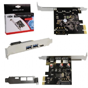 Placa USB PCI-Express com 2 Portas USB 3.0 e 1 Porta 3.1 Type C * Low Profile - (Cod. 36285-8)