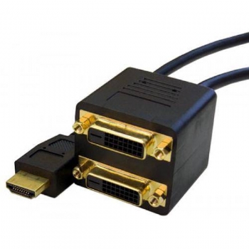 Cabo / Adaptador Y HDMI x 2 DVI-D 24+1 (1 HDMI Macho x 2 DVI Fêmea) - (Cod. 34808-9)