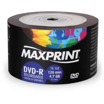Midia Virgem DVD-R Gravável MAXPRINT 16X 4,7 Gb 120 Min * Tudo com 50 Unidades - (Cod. XXX-37246)