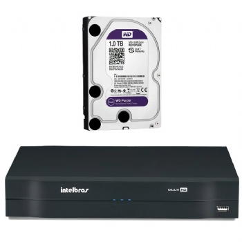 DVR Gravador de Vídeo Intelbras MHDX 1108 Multi-HD 8 Canais com HD 1TB  WD Purple, Saídas HDMI,VGA - Compatível com Tecnologias HDCVI, AHD, HDTVI, Analógica e IP - (Cod. 39208)