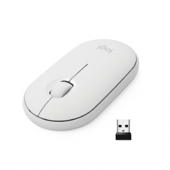 Mouse Sem Fio * Wireless e Bluetooth * Logitech PEBBLE M350 * 2.4 Ghz * Branco - (Cod. 37962)