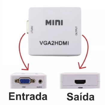 Adaptador / Conversor VGA fêmea para HDMI fêmea (Entrada VGA x Saída HDMI) - (Cod. 36021-6)