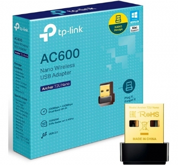 Adaptador USB Wi-Fi * TP-LINK Archer T2U Nano * Rede / Internet / Sem Fio / Dual Band / AC600 Mbps  - (Cod. 35793-SNB) - <font color="#B0AFAF" size="2">Vendido e Entregue por Net Box</b></font>
